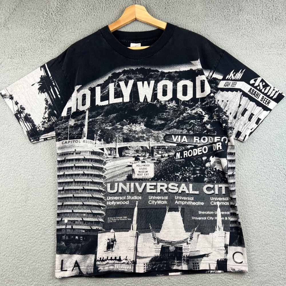 Vintage 1996 Universal City Hollywood All Over Print T Shirt Murina Mens Large L